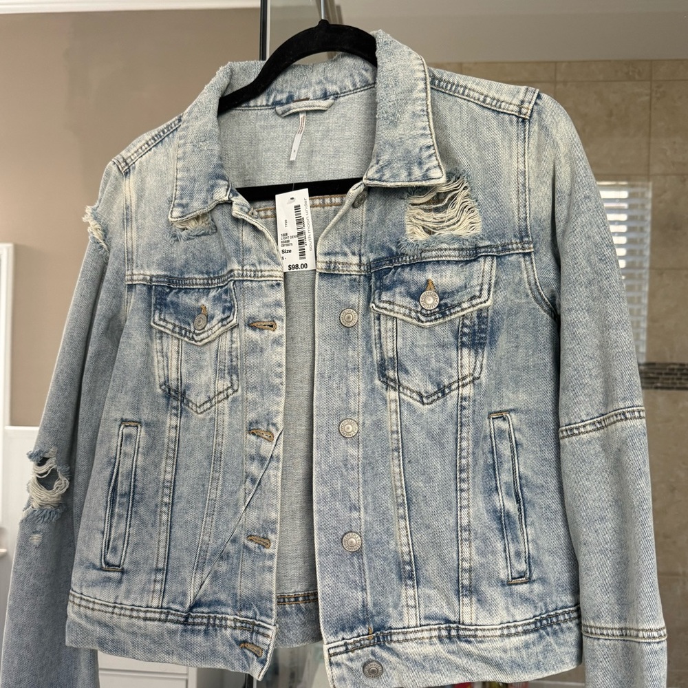 NWT distressed denim jacket